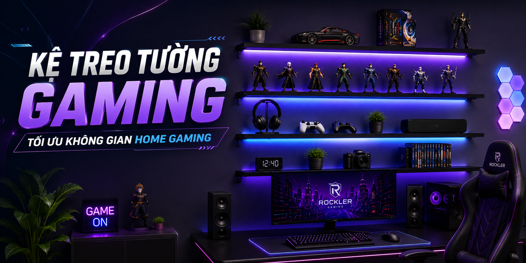 KỆ TREO TƯỜNG GAMING – GIẢI PHÁP TỐI ƯU KHÔNG GIAN HOME GAMING HIỆN ĐẠI