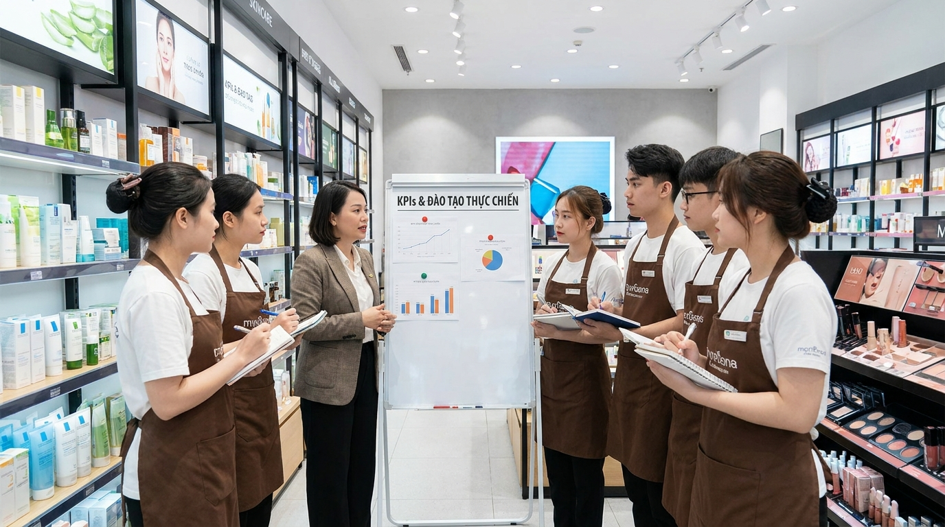 Quản Lý Nhân Sự Cửa Hàng Mỹ Phẩm: Từ Thiết Lập KPI Đến Đào Tạo Đội Ngũ "Thực Chiến"