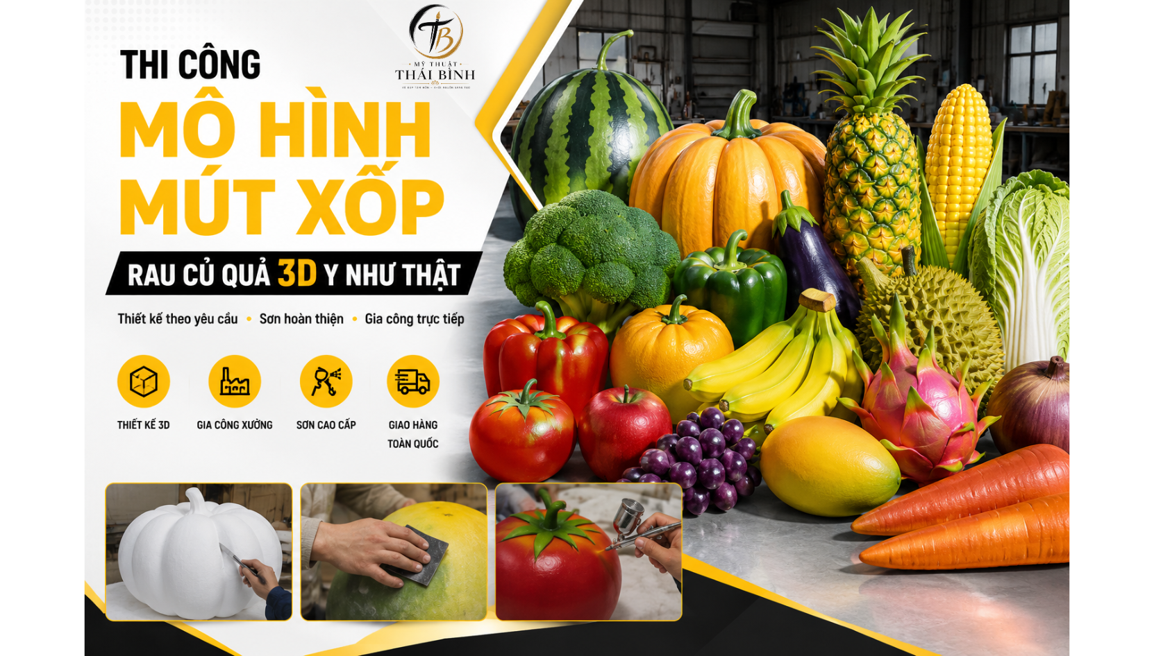 Thi Công Mô Hình Mút Xốp Rau Củ Quả 3D Y Như Thật | Giá Xưởng